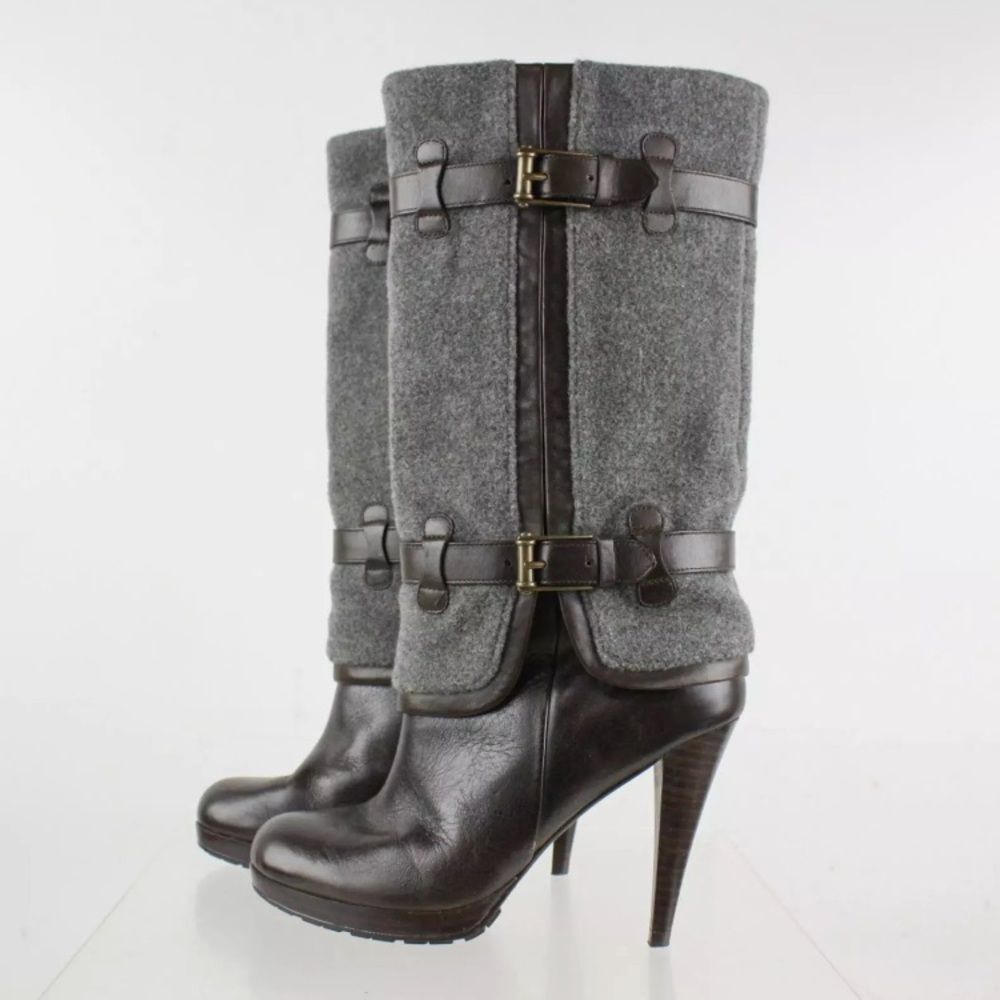 Cole Haan wool and brown leather tall boots 6